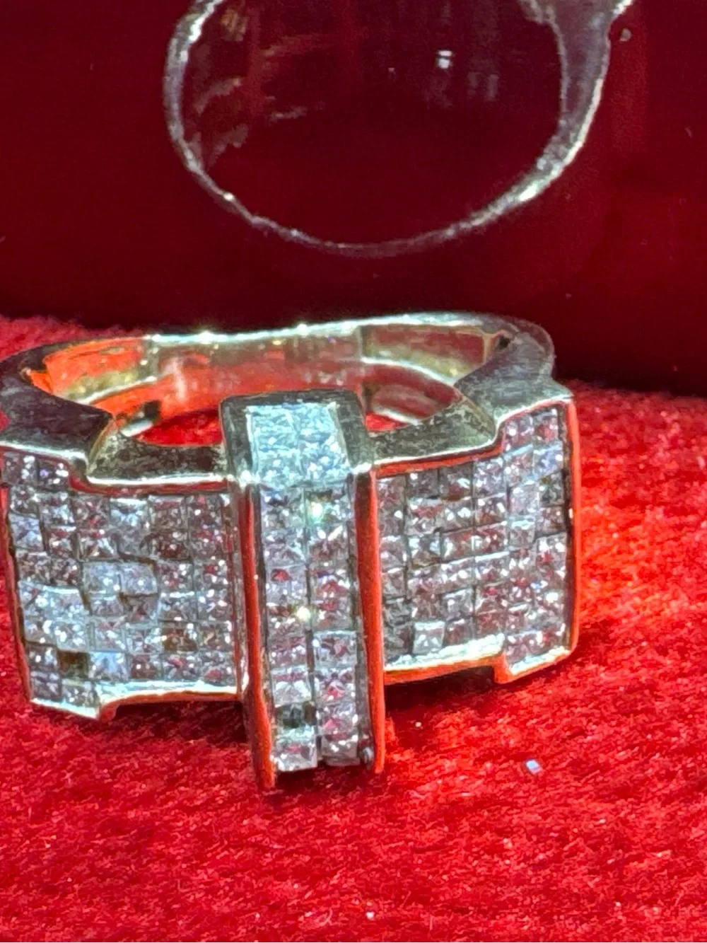 14K Yellow Gold Princess Cut Diamond Ring Size 6 7.5g Invisible Set I1-I2